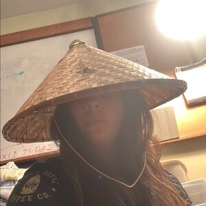 Natural Woven Straw conical hat